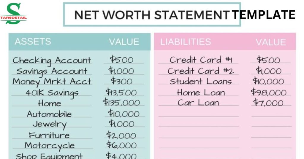 net worth statement template